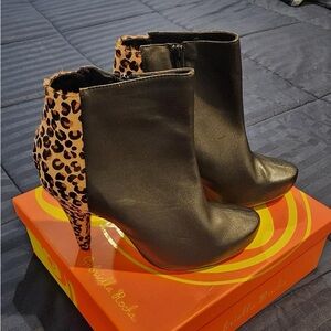 Size 11 black & cheetah print booties